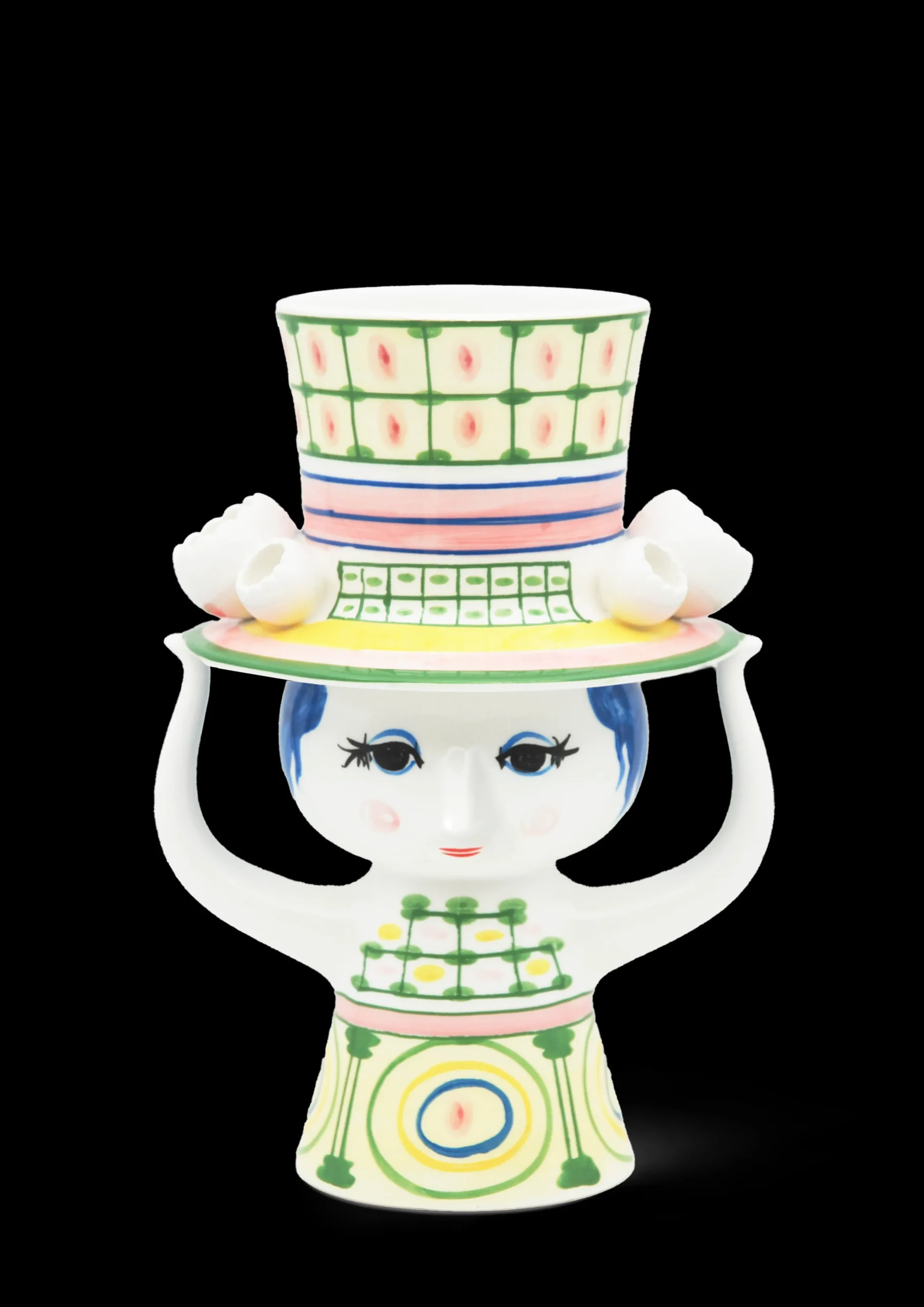 Discount Bjørn Wiinblad Lady with hat Vase H24.5 cm grøn | Køb nu
