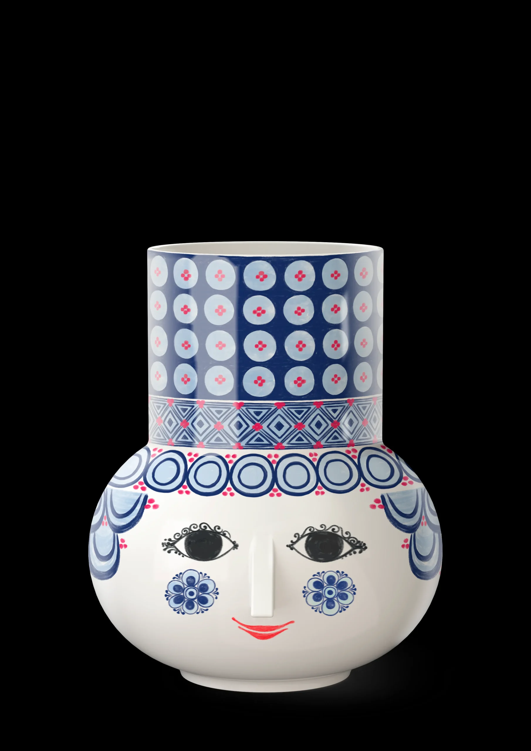 Outlet Bjørn Wiinblad Vase H20 cm i blå fra serien Olga | Køb her