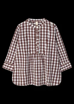 Discount JUNA Bæk&Bølge Irene shirt XS chokolade/hvid | Køb her
