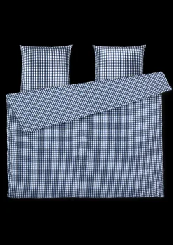 Online JUNA Bæk&Bølge Sengetøj 220x220 cm mørk blå/hvid | Køb her