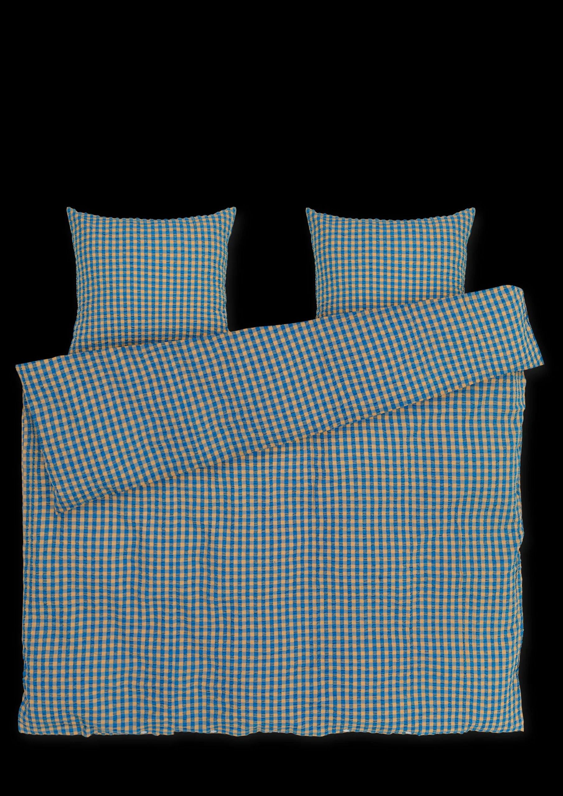 Clearance JUNA Bæk&Bølge Sengetøj 200x220 cm blå/okker DK | Køb her