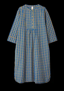 Sale JUNA Bæk&Bølge Sonja dress S/M blå/okker | Køb her