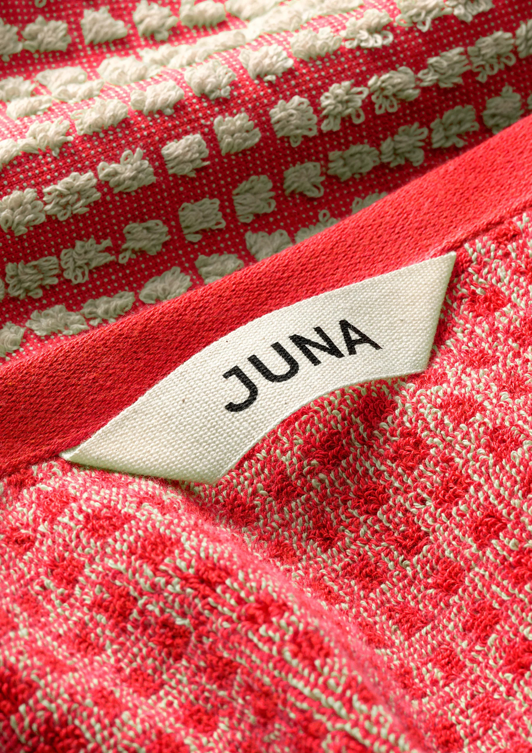 Hot JUNA Check Håndklæde 50x100 cm rød/sand | Køb hos os