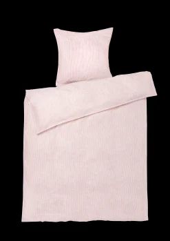 Discount JUNA Monochrome Lines Sengetøj 140x200 cm rosa/hvid