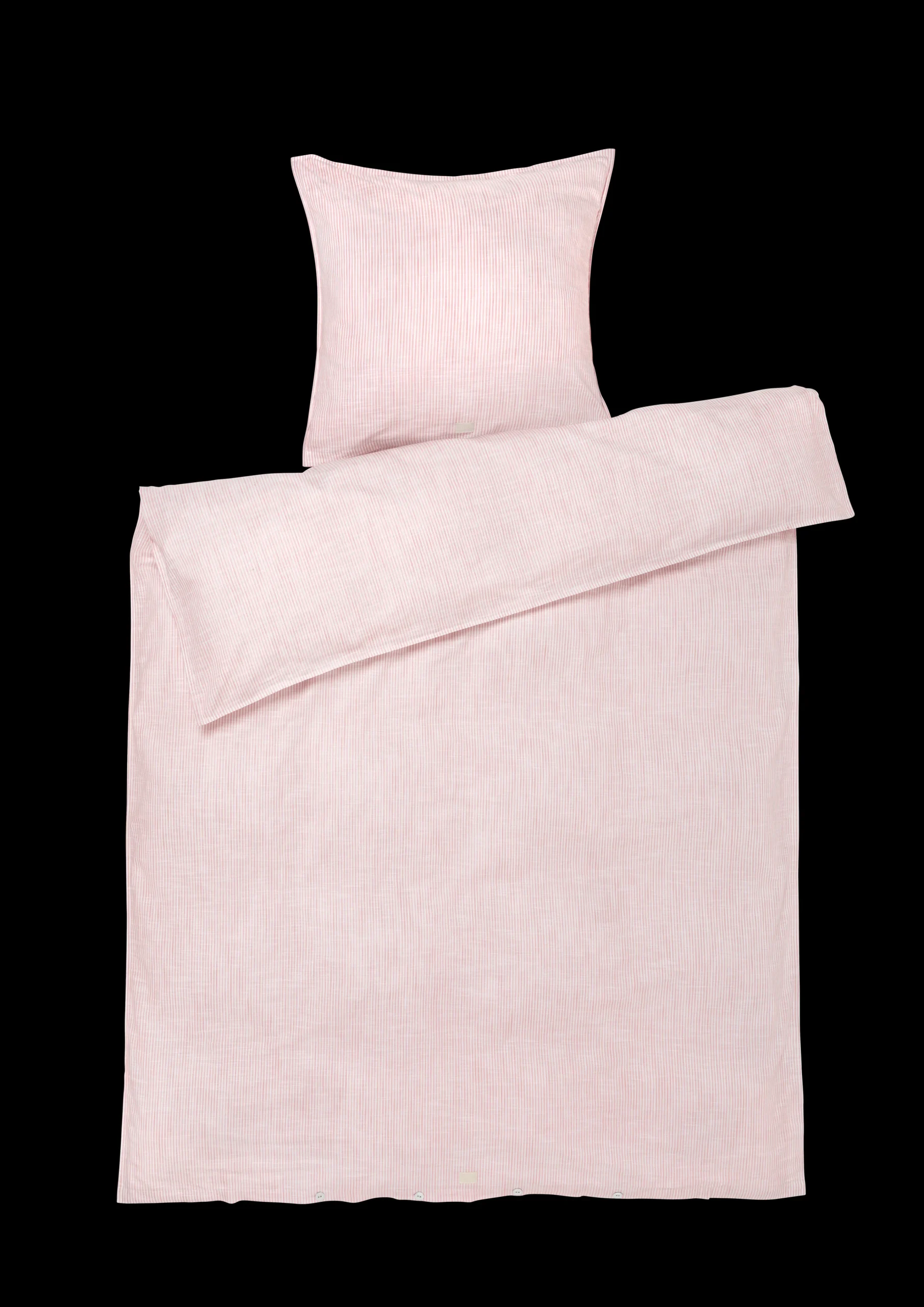 Discount JUNA Monochrome Lines Sengetøj 140x200 cm rosa/hvid