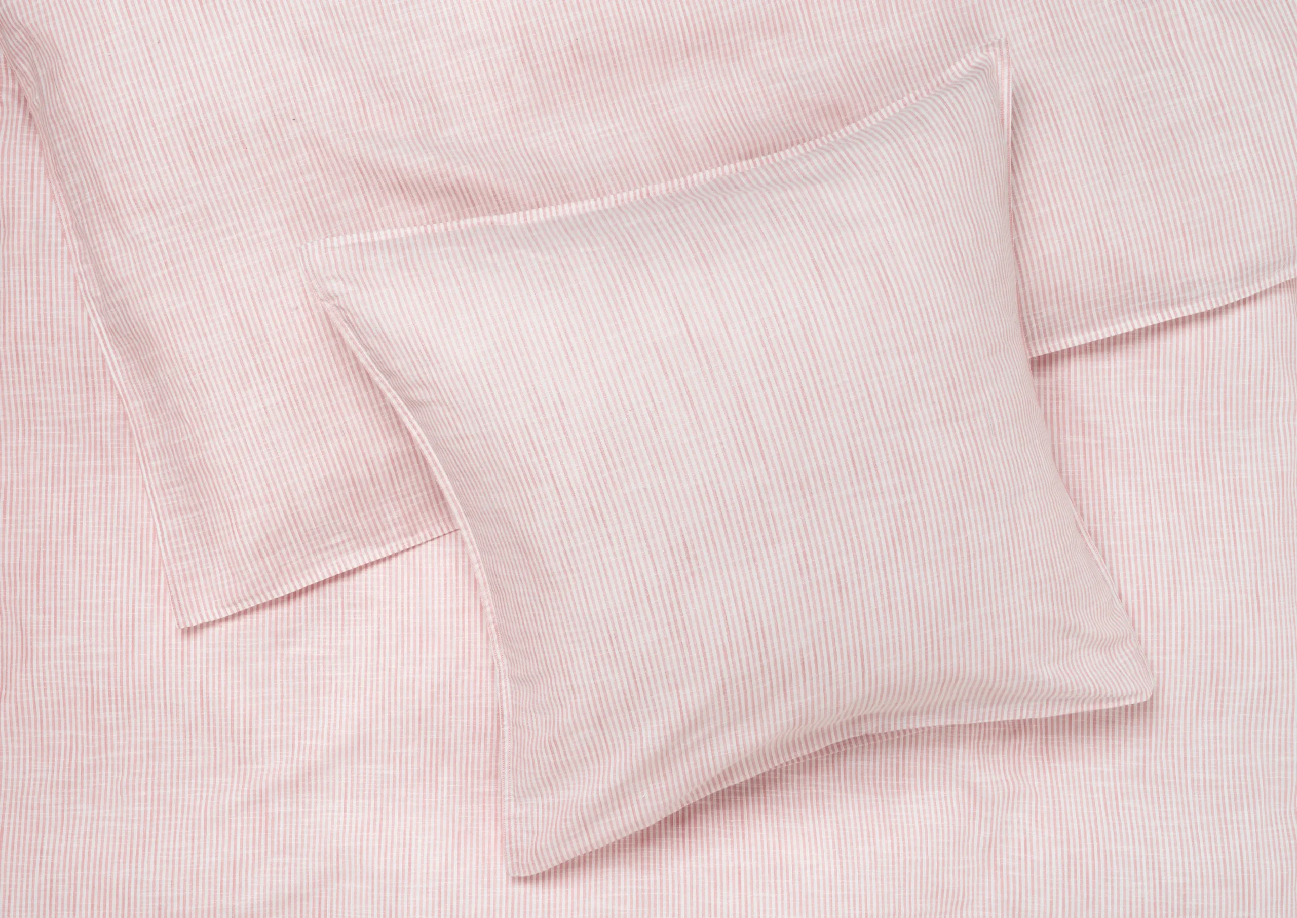 Discount JUNA Monochrome Lines Sengetøj 140x200 cm rosa/hvid