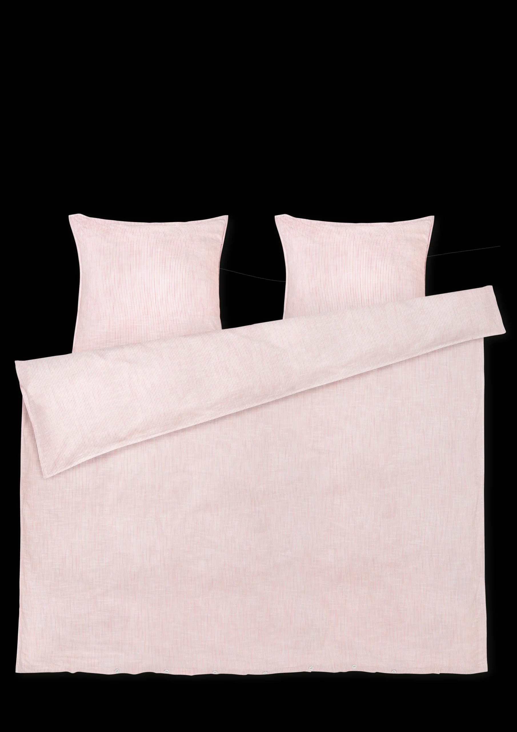 Online JUNA Monochrome Lines Sengetøj 220x220cm rosa/hvid | Køb her