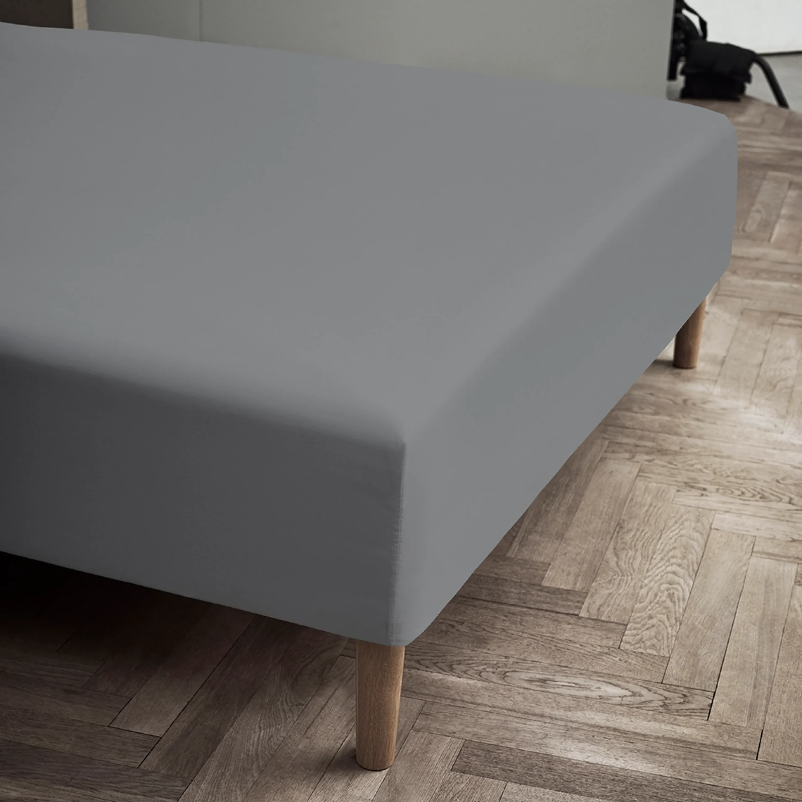 Outlet JUNA Percale Boxlagen 180x30x210 cm grå - Køb her