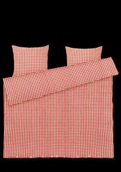 Sale JUNA Sengetøj 220x220 cm i rød fra serien Bæk&Bølge