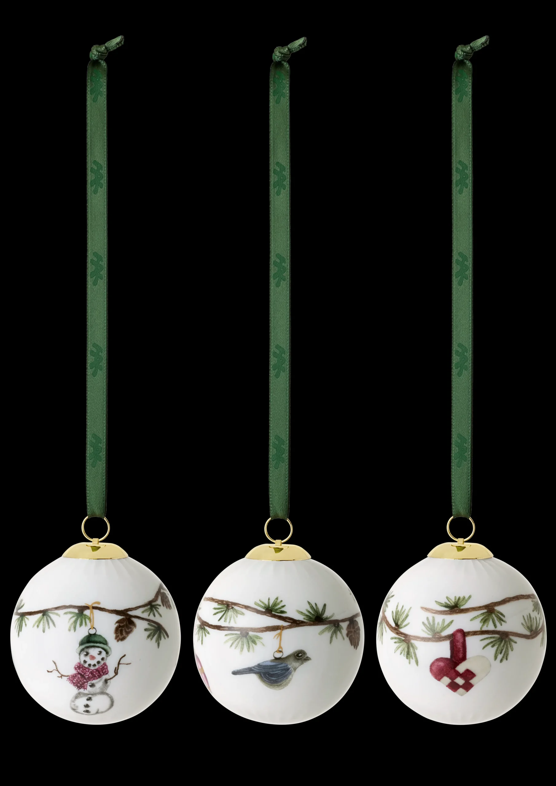 Hot Kähler Hammershøi Christmas Kugle hvid m. deko 3 stk