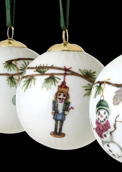 Hot Kähler Hammershøi Christmas Kugle hvid m. deko 3 stk