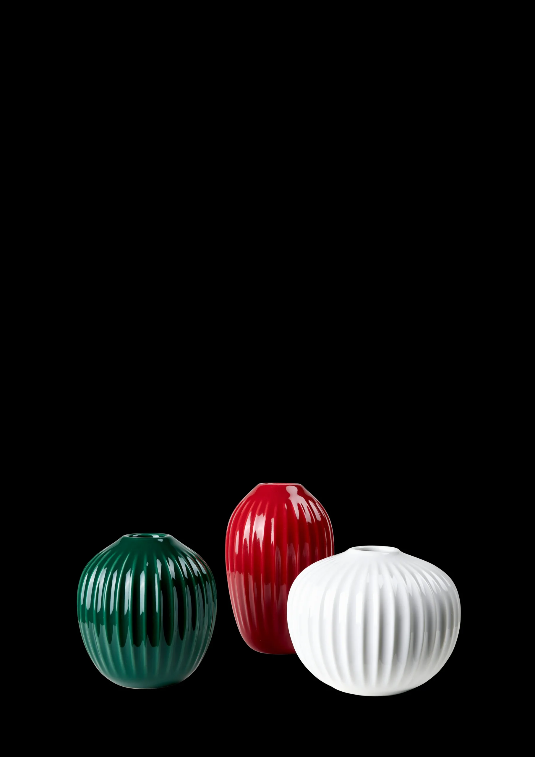 Discount Kähler Hammershøi Vase miniature rød/grøn/hvid 3 stk.