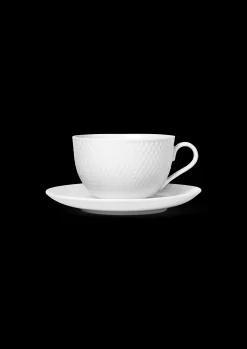 New Lyngby Porcelæn Rhombe Tekop m. underkop 39 cl hvid