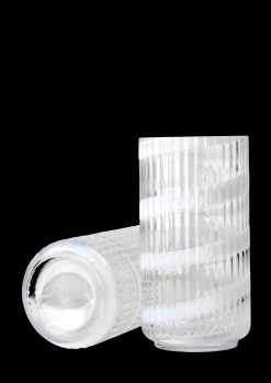 Lyngby Porcelæn Vase H20.5 cm swirl hvid mundblæst glas